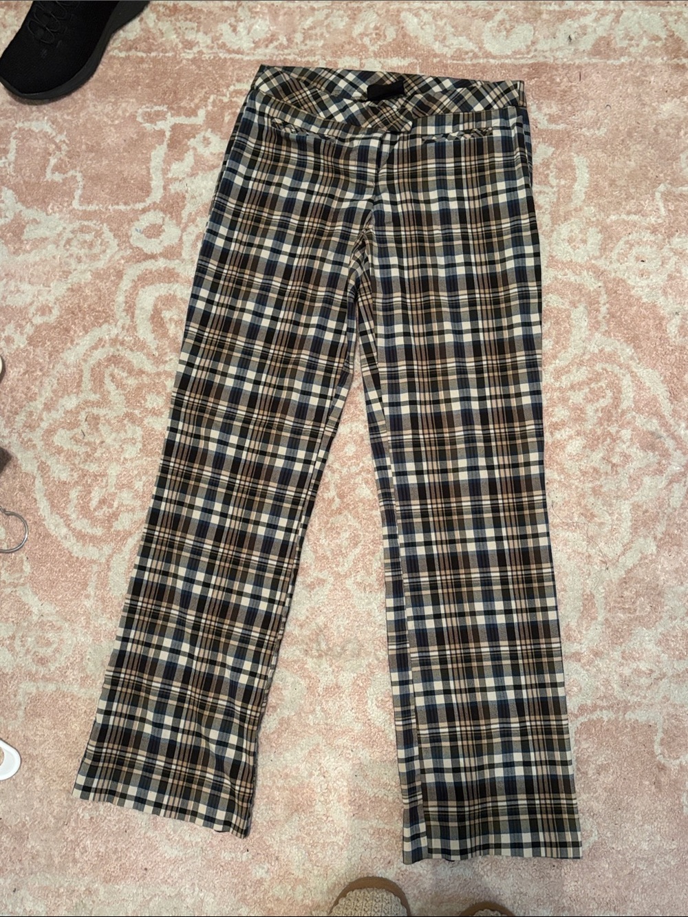 Vintage No Boundaries Plaid Pants in Navy, Brown & Cream
